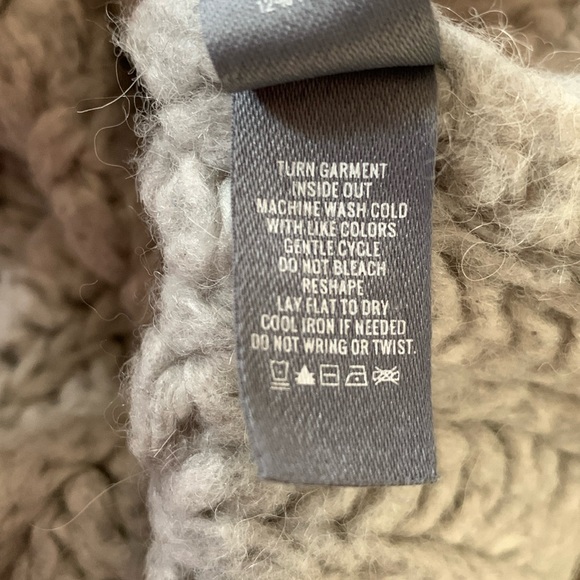 Aerie Chunky Knit Wool Alpaca Blend Mock Neck Relaxed Fit Sweater Grey Large - Picture 11 of 11